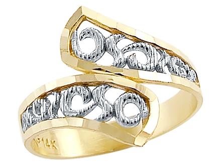 14k Yellow and White Gold Two Tone Elegant Ladies Ring