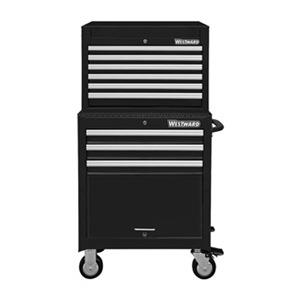 Combo Chest/Cabinet, 26 In, 9 Drw, Black