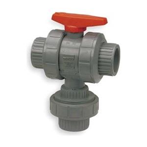 Ball Valve, Three Way, Threaded, 3/4 In