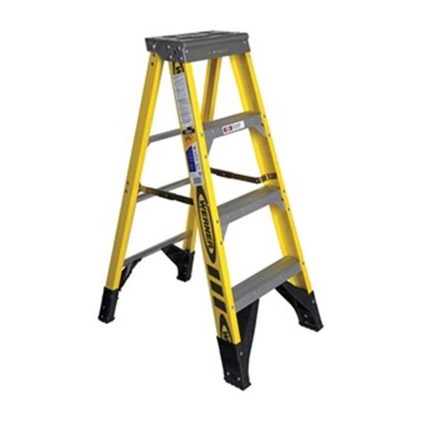 Stepladder, Fiberglass, 4 ft. H, 375 lb Capacity