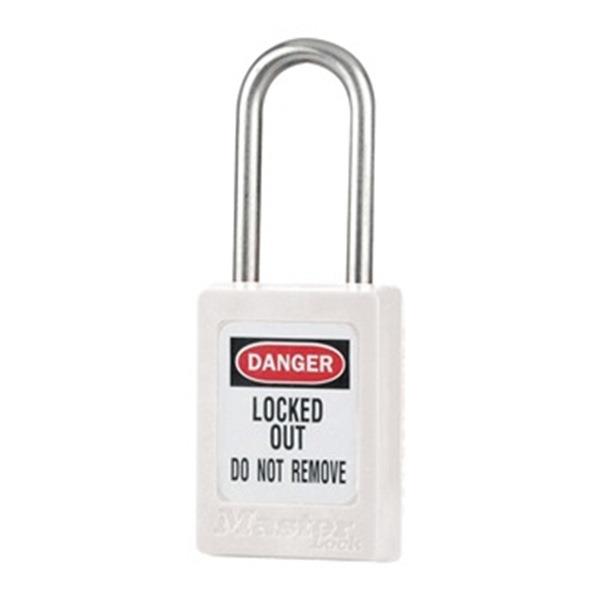 Lockout Padlock, Keyed Different, White, 3/16 In. Dia.