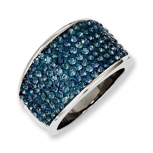 Stainless Steel Blue Crystalstal Polished Ring