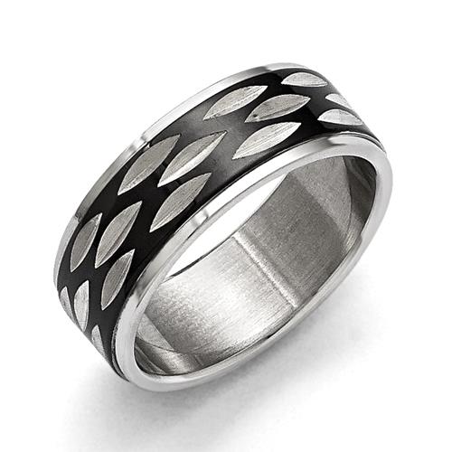 Stainless Steel Polished Black IP plated 8mm Grooved Ring