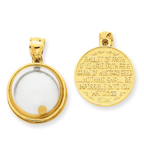 14K Yellow Gold  Mustard Seed Domed If Ye Have Faith Pendant
