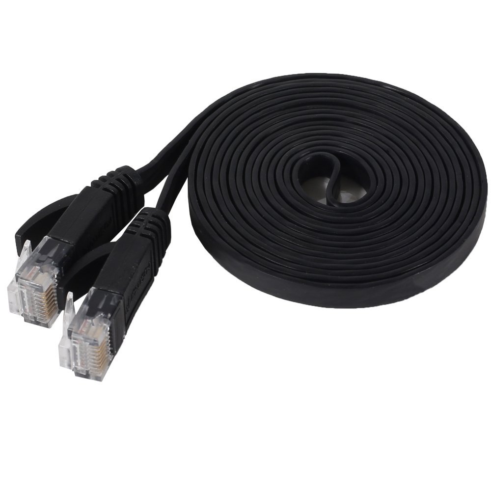 Fosmon Networking Cat5e Flat Tangle Free Ethernet Patch Cable (6 Feet, Black)