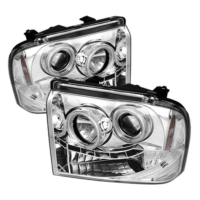 Spyder Auto Ford F250/350/450 Super Duty 05 07 CCFL LED ( Replaceable LEDs ) Projector Headlights   Chrome PRO YD FS05 CCFL C