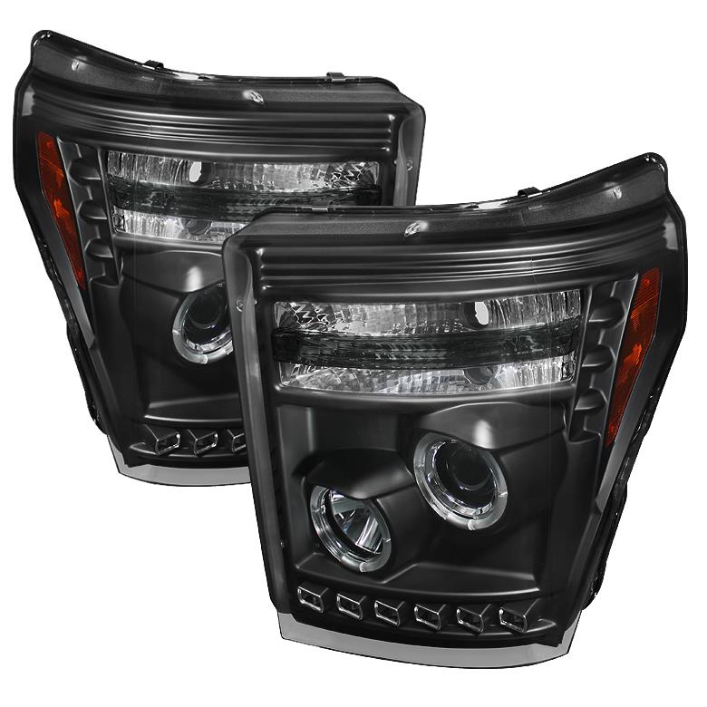 Spyder Auto Ford F250/350/450 Super Duty 11 13 Projector Headlights   LEDHalo   DRL   Black   High H1 (Included)   Low 9006 (included) 5070272