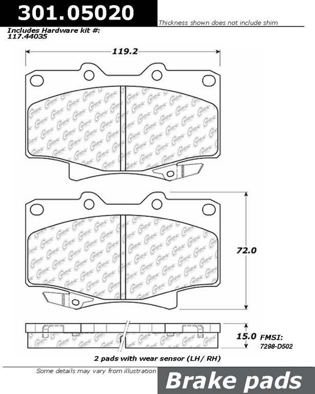 Centric Disc Brake Pad 301.05020