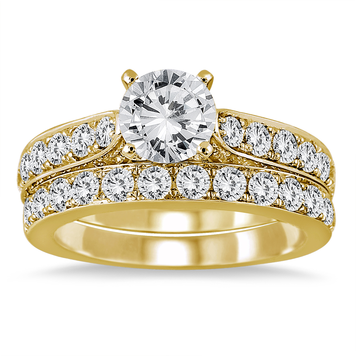 2 1/2 Carat White Diamond Bridal Set in 14K Yellow Gold