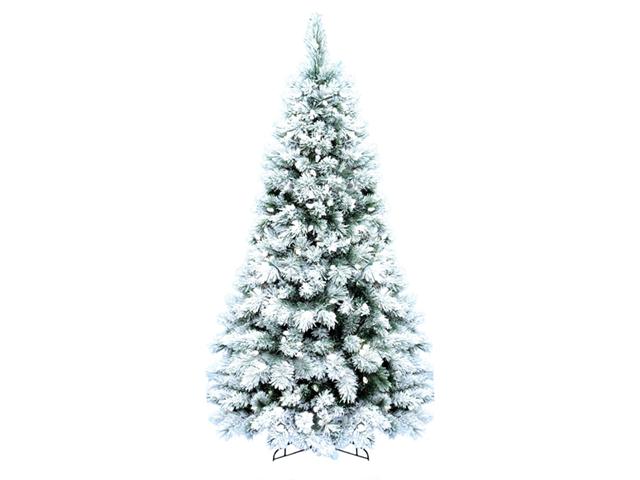 7.5' Pre Lit Flocked Boulder Pine Artificial Christmas Tree   Clear LED Lights