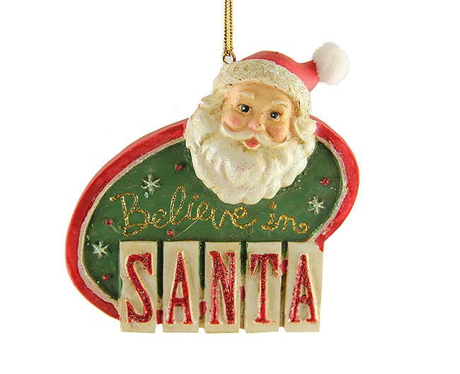 3.25" Santa Claus Classics Retro "Believe In Santa" Christmas Plaque Ornament