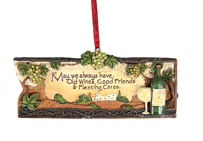 4.25" Tuscan Winery "May We Always Have" Christmas Plaque Ornament