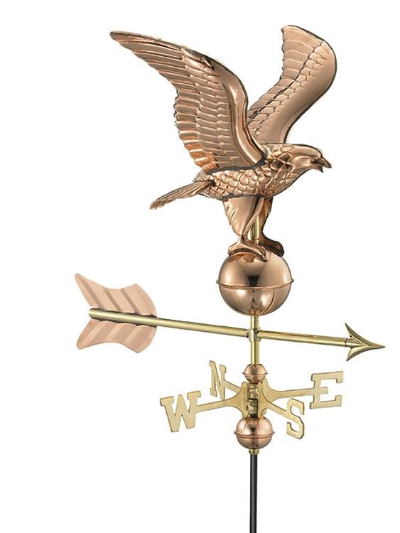 24" Handcrafted Polished Copper Patriotic Eagle Outdoor Weathervane with Garden Pole