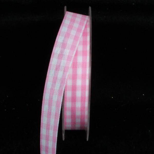 Pink and White Gingham Cut Edge Ribbon 16mm x 198 Yards