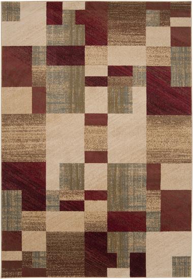 7.85' x 10.85' Organized Chaos Burgundy and Beige Shed Free Area Throw Rug