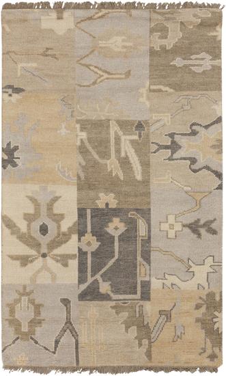 8' x 11' Ancient Egypt Tan, Cream and Gray Hand Knotted Wool Area Throw Rug