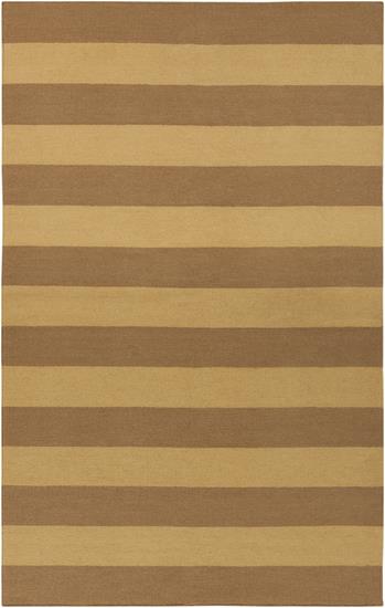 5' x 8' Accumbent Stripes Brown Reversible Hand Woven Wool Area Throw Rug