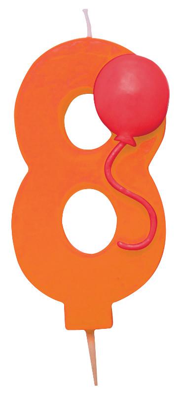 Club Pack of 12 Orange Molded Numeral "8" With Red Balloon 3.5"