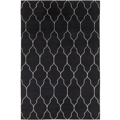 5' x 8' Chained Mysteries Midnight Black and Dove Gray Area Throw Rug