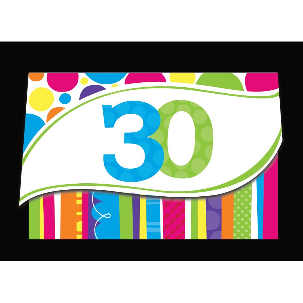 Club Pack of 48 Bright and Bold 30th Birthday Party Paper Invitations 