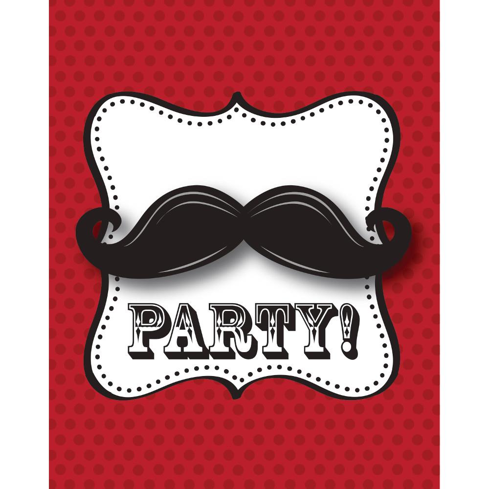 Club Pack of 48 Mustache Madness Paper Party Celebration Invitation Cards