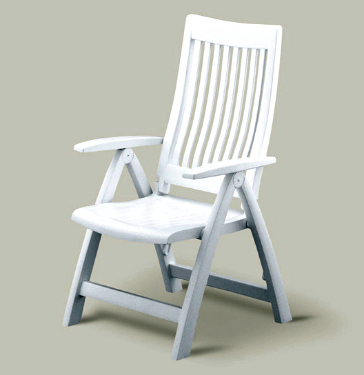 Folding Reclining Patio Chair with High Back, White Frame