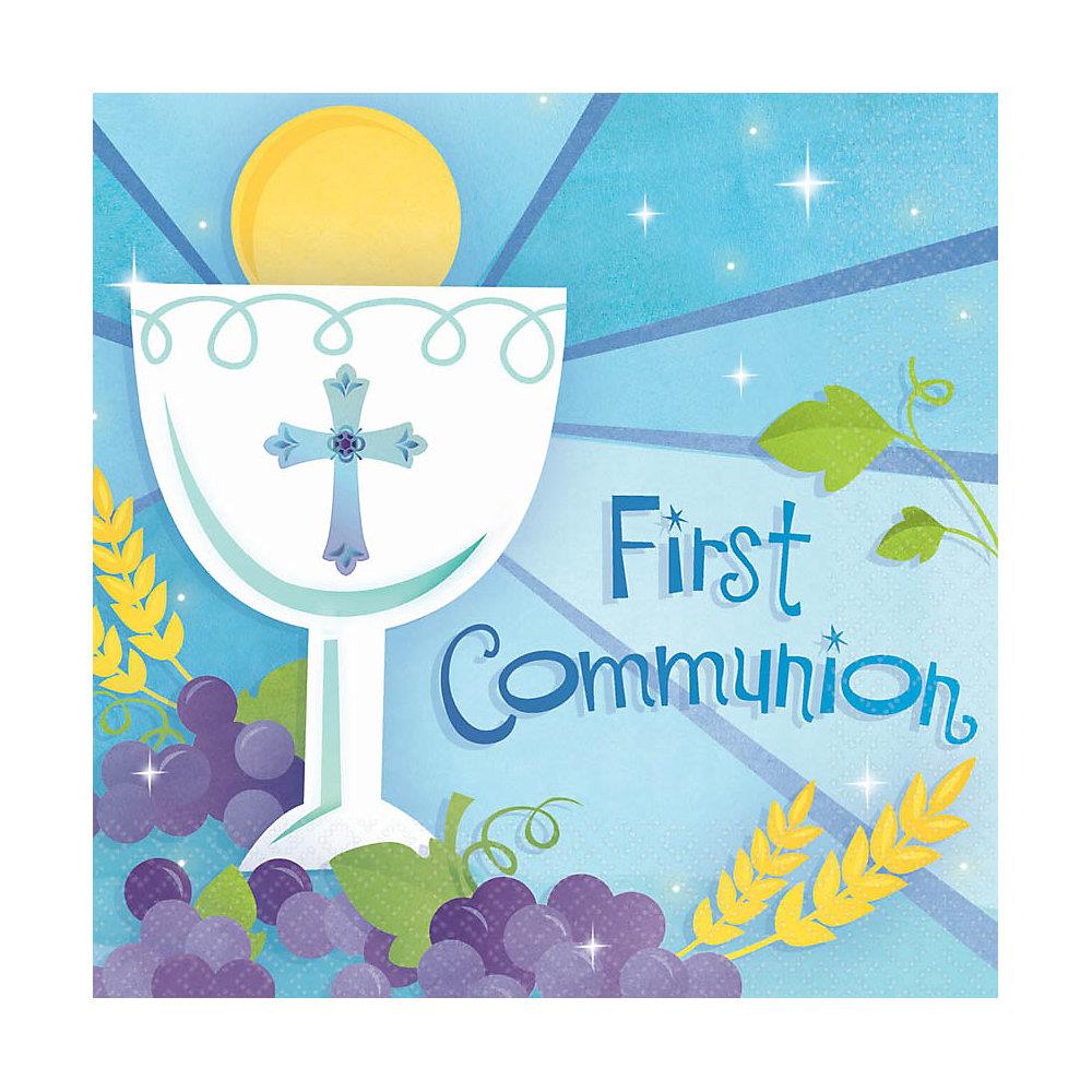 First Communion Boy Luncheon Napkins (36 Pack)   Party Supplies