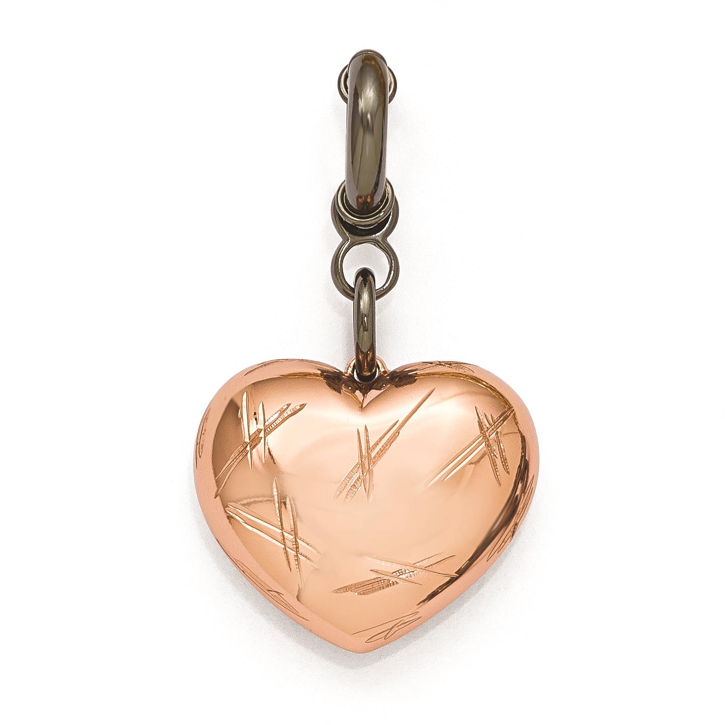 Bronze Diego Massimo Black Rhodium Rose tone Heart Charm