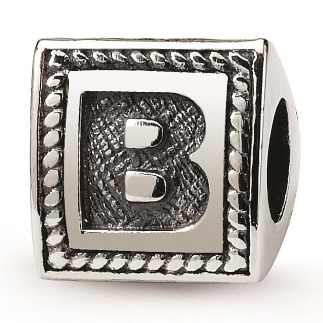 Sterling Silver Reflections Letter B Triangle Block Bead