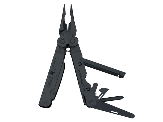 SOG PowerAssist EOD Multi Tool with Black Oxide Coating & Leather Sheath