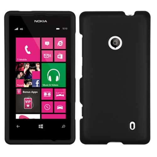 Black Phone Protector Cover (Rubberized) Compatible With Nokia 521 (Lumia 521)