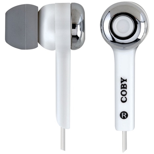 COBY CVE91WHT Isolation Stereo Headset with Volume Control , White
