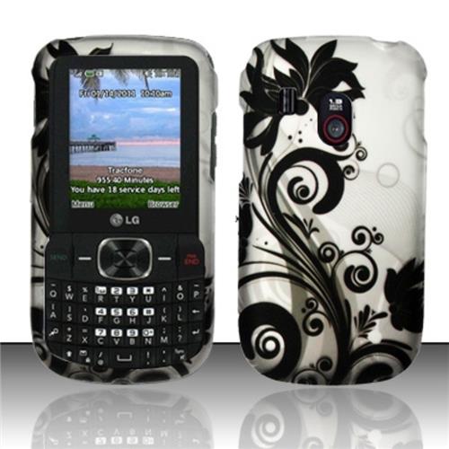 BJ For LG 500g (TracFone) Rubberized Hard Design Case Cover   Black Vines