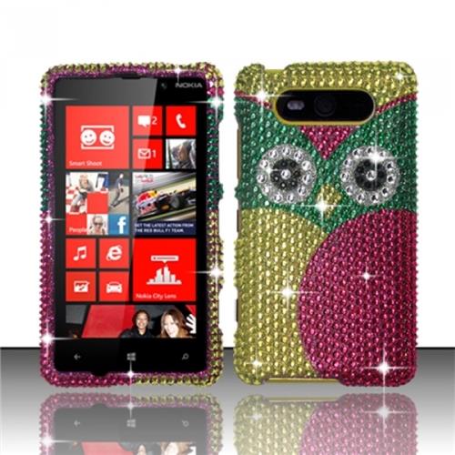 BJ For Nokia Lumia 820 Full Diamond Design Case Cover   Colorful Leopard