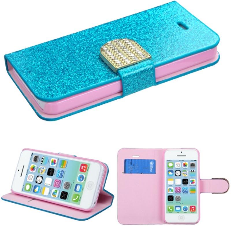 MYBAT iPhone 5C Case Cover   Silver Glittering MyJacket (with Diamante Belt) (591) For Apple iPhone 5C