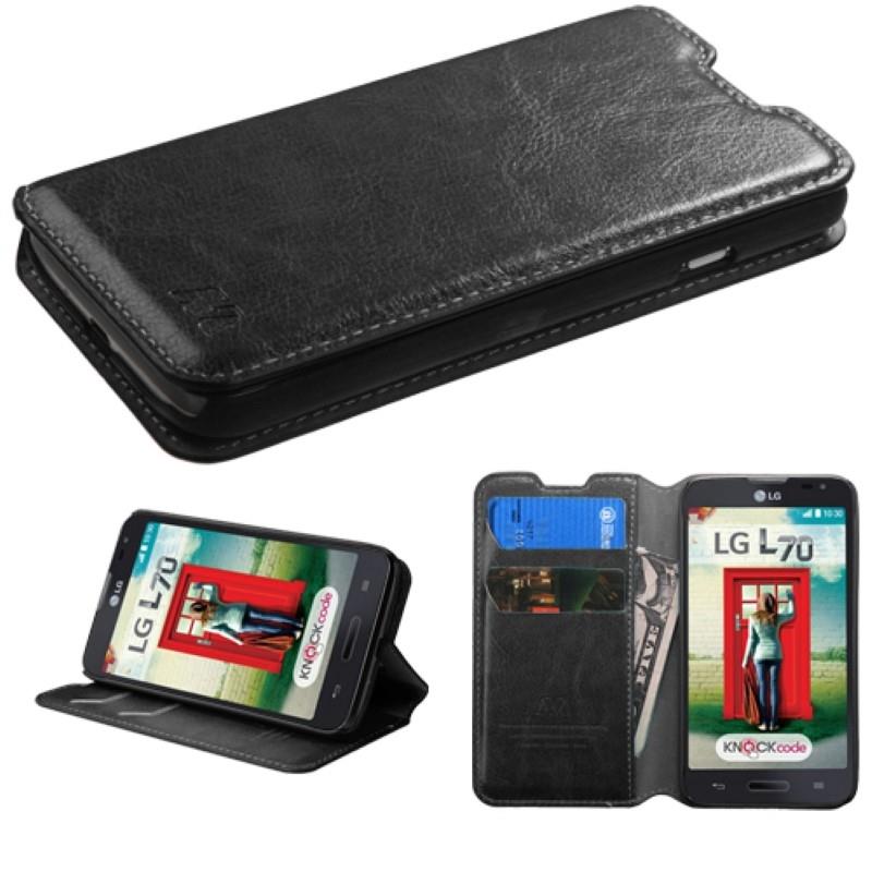 MYBAT LG MS323 / VS450PP Case Cover   Black MyJacket Wallet (with Tray) (561) For LG MS323 / VS450PP