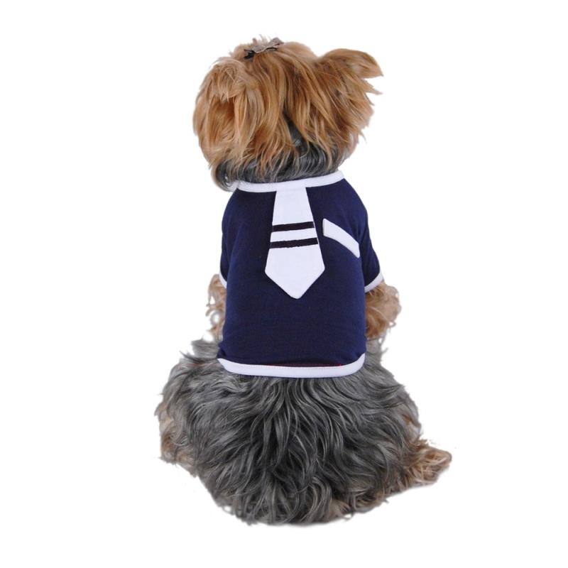 Navy Blue White Cute Necktie Tie Soft Tee For Dog   Large (L) 