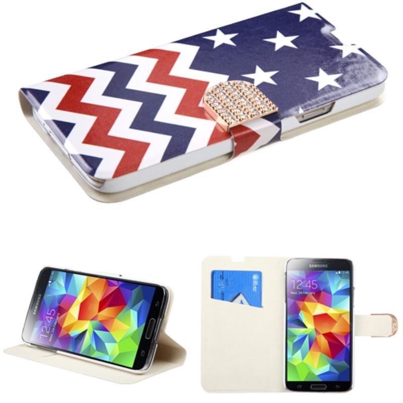 Stars wave MyJacket Wallet (with Diamante Belt) (987) For Samsung Galaxy S5