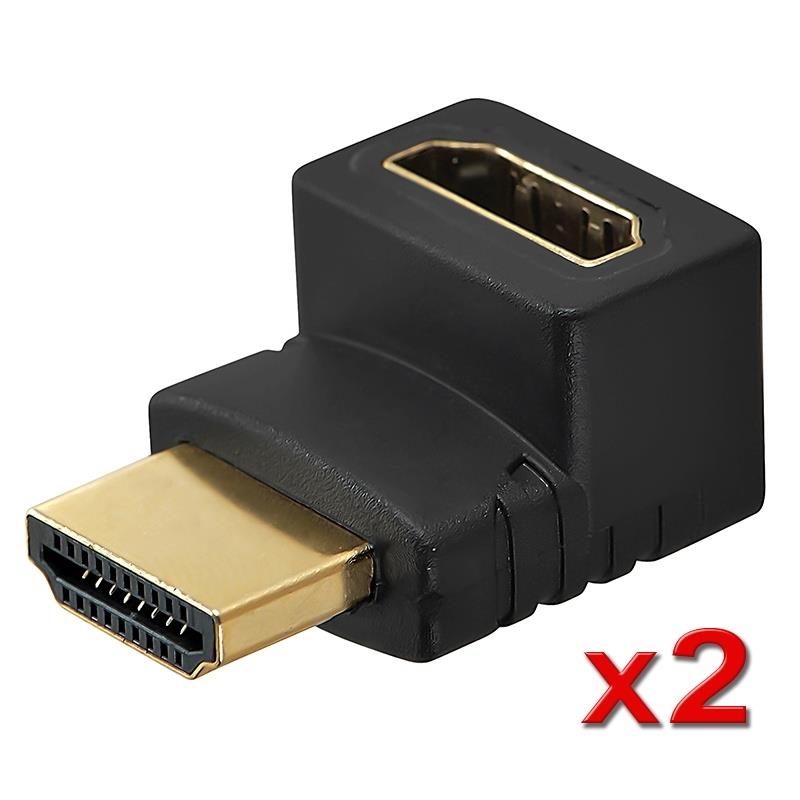 eForCity 2 pcs HDMI Right Angle Adapter Male to Female 270 Degree