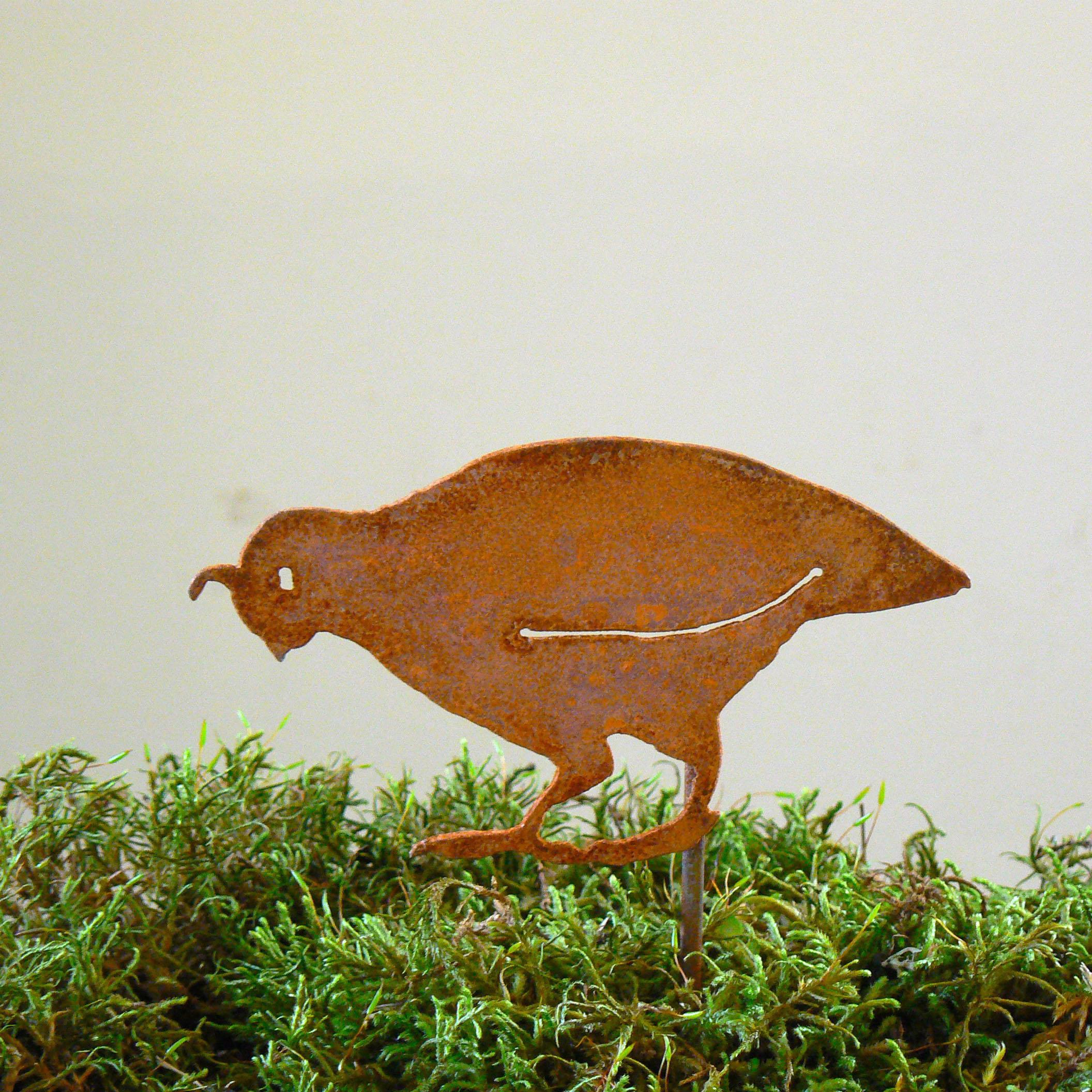 CA Quail Chick B Stake Bird Silhouette