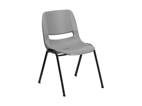 Flash Furniture HERCULES Series 880 lb. Capacity Gray Ergonomic Shell Stack Chair [RUT EO1 GY GG]