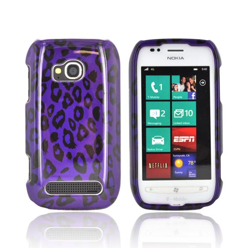 Slim & Protective Hard Case for Nokia Lumia 710   Purple / Black Leopard   Cases & Covers