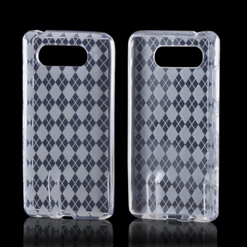 Clear Argyle Crystal Rubbery Feel Silicone Skin Case Cover For Nokia Lumia 820