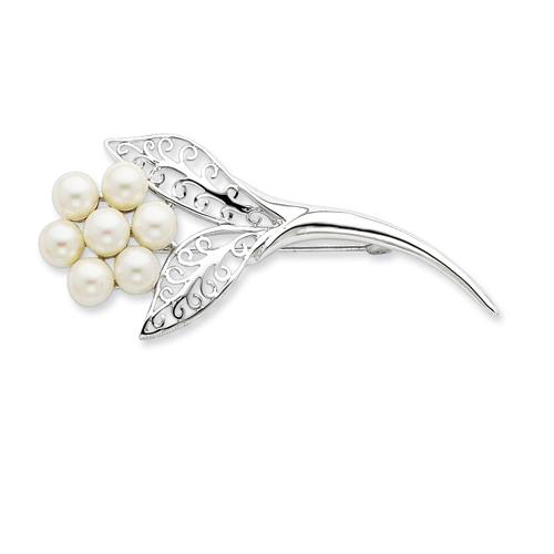 Pearl Flower Pin in Sterling Silver