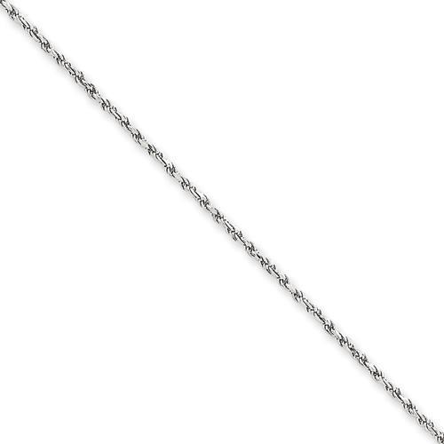 14k White Gold 9 inch 1.20 mm Machine Made Diamond cut Rope Ankle Bracelet