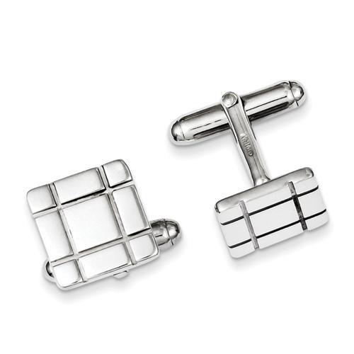 Grooved Design Cuff Links in Sterling Silver