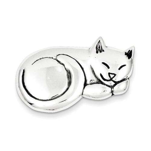 Sleeping Cat Pin in Sterling Silver