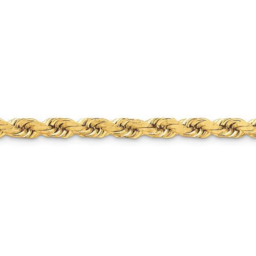 14k Yellow Gold 20.03 inch 8.00 mm Handmade Diamond cut Rope Chain Necklace