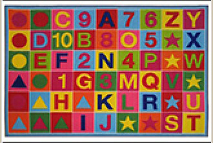 Fun Time Alphanumeric Fun Multi Colored 39 In. x 58 In. Kids Rug
