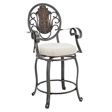 Powell Big & Tall Scroll Medallion Back Counter Stool with Arms   586 916